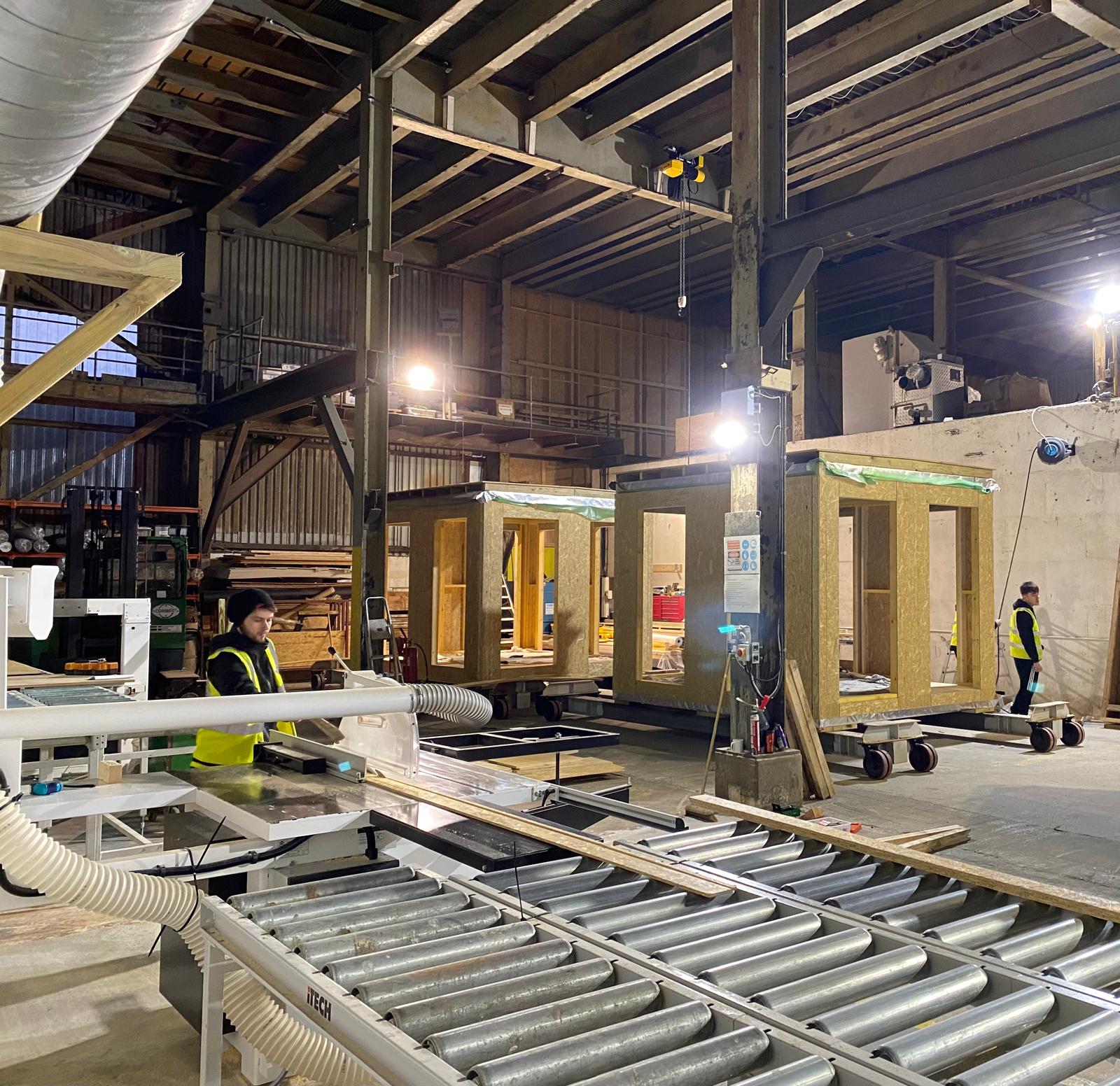 Sauna shells under construction in the Truro workshop